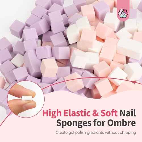 SAVILAND 100PCS Nail Sponges for Ombre: Nail Art Sponges with Storage Box Grabbing Pen Ombre Nail Sponge Gradient Nail Tools Aura Nails Ombre Nail Brush Accessories Supplies Home DIY Nail Art Salon