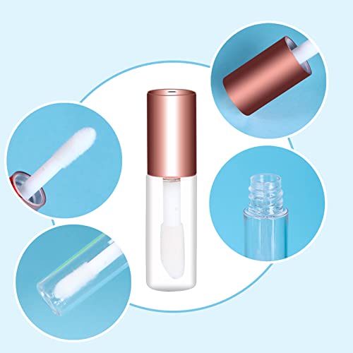50 Pack 1.2ML Clear Lip Gloss Tubes with Rose Gold Lids