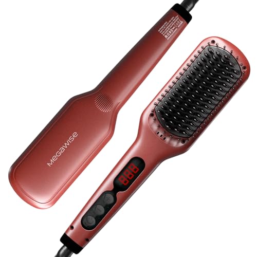 MEGAWISE Hair Straightener Brush Pro - Fast Heating Ceramic Ionic