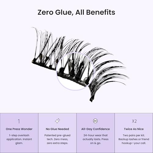 KISS imPRESS Pre-Glued Strip Lashes, Classic Natural, 2 Pairs