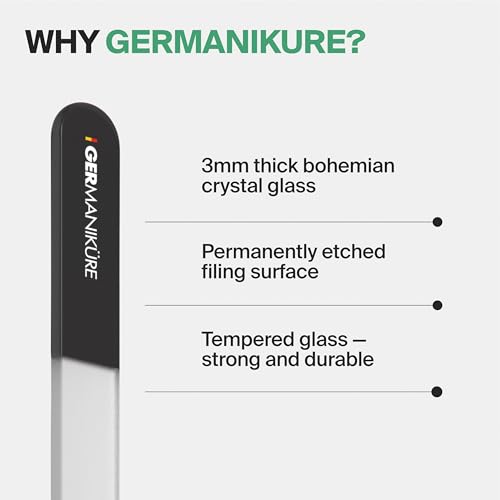 Germanikure Czech Glass Nail File - But First Coffee / Suede Sleeve Handmade