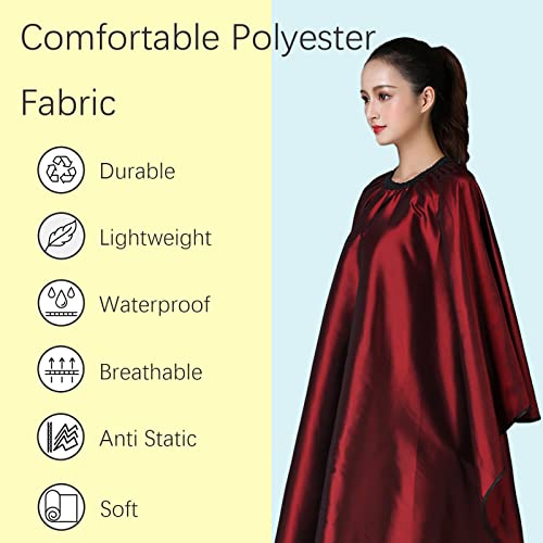 Iusmnur Barber Cape, Professional Hair Salon Cape with Adjustable Metal Clip, Shampoo Hair Cutting Cape for Barbers and Stylists - 55 x 63 inches (Wine Red)