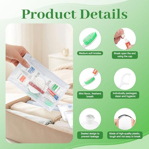 50-Pack Travel Toiletries Kit with Toothbrush & Shower Essentials