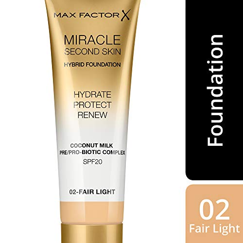 Max Factor Miracle Second Skin Hydrating Foundation, Fair-Light - 30 ml