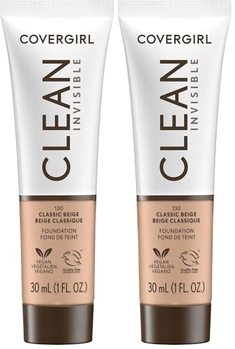 COVERGIRL Clean Invisible Foundation - Classic Beige, 1oz (Pack of 2)