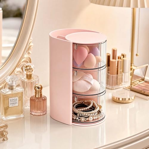 3-Tier Rotatable Hair Accessory Organizer - Clear & Compact