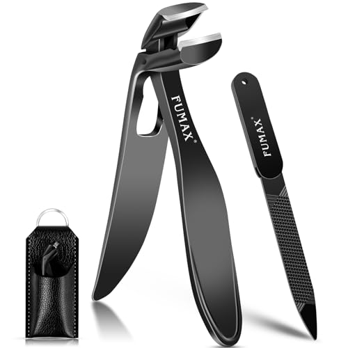 Nail Clippers for Men Thick Toenails, Large Angled Toenail Clippers for Seniors, Mess Free Wide Opening Toe Nail Clippers with Catcher, Heavy Duty Nail Cutter Trimmer with Long Handle & Sharp Blade