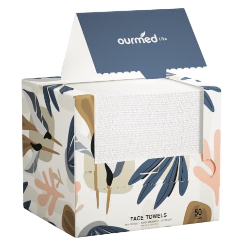 Ourmed Life Disposable Face Towels 10x12 XL, 50 Count