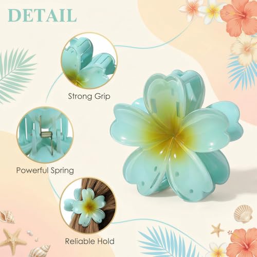 Hawaiian Flower Hair Claw Clips - 6 Pack Medium Clips