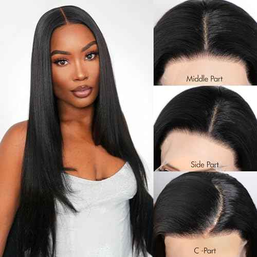 28 Inch 13x6 Lace Front Wigs Human Hair 220 Density Straight Lace Front Wigs Human Hair 15A Grade Brazilian Virgin HD Transparent Lace Frontal Wigs Human Hair for Women Glueless Wigs Pre Plucked