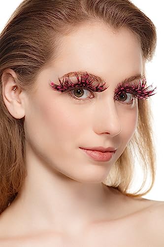 Magenta Dot Feather Eyelashes – Tropical Pattern False Lashes