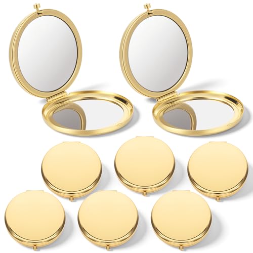 Mini Travel Makeup Mirror Set - 8 Pcs Gold Compact & Magnifying Purses