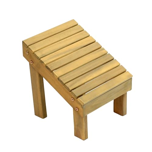 JONATHAN Y STL1004T Saru 11.8" Traditional Classic Solid Acacia Wood Shower Shaving Foot Stool, Light Teak