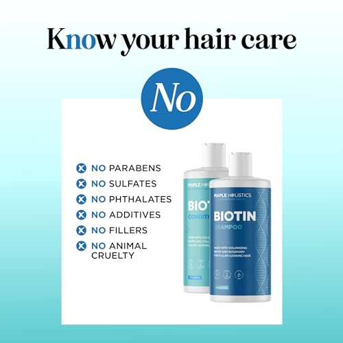 Volumizing Biotin Shampoo and Conditioner Set - Sulfate Free Shampoo and Conditioner for Dry Damaged Hair Care - Thinning Hair Shampoo and Conditioner with Nourishing Biotin and Rosemary Oil (8oz)