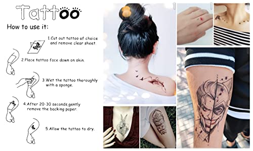 Black Barcode QR Code Temporary Tattoos, 2 Sheet Set