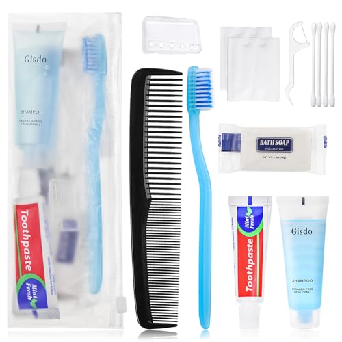 Gisdo 5 Kits Basic Toiletry Kits Homeless Personal Hygiene Kit Bulk Homeless Care Package Supplies Travel Toiletry Kit Homeless Hygiene Kit Bulk for Men Women Charity Toiletry Bag(10-IN-1)