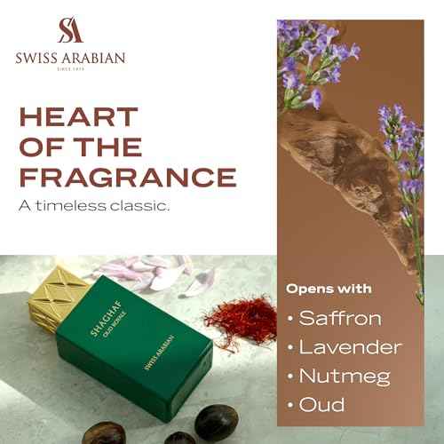 Swiss Arabian Shaghaf Oud Royale Spicy, Oud, Aromatic Fragrance - Notes of Saffron and Lavender - Perfume for Women and Men - 2.5 oz EDP Spray