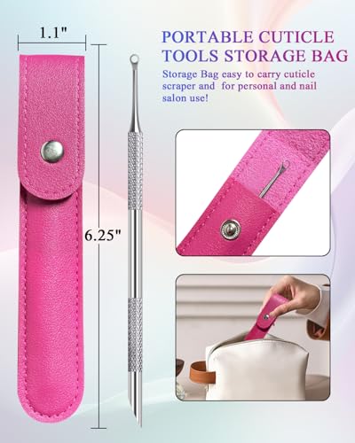 Stainless Steel Dual-Ended Cuticle Pusher Tool with Grit Nail Files & Bag