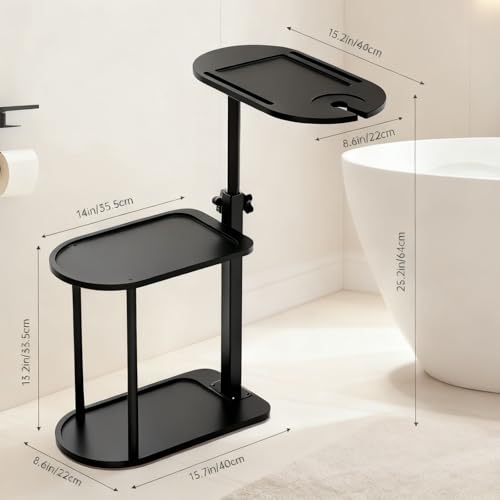 Bamboo Bath Tray with Swivel Top & 3-Layer Storage