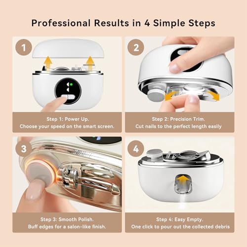 Liirsvee Electric Nail Clipper for Seniors - Dual-Blade 3-in-1 Trimmer