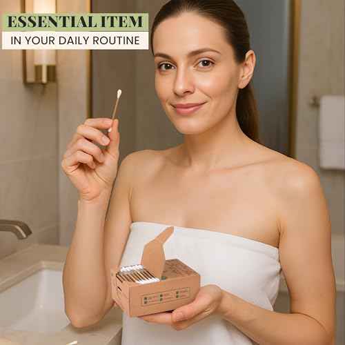 Bamboo Cotton Swabs 200 Pack - Natural Swabs for Ears, Makeup & Cleaning - Carbonized Bamboo Sticks with Soft Buds - Travel Size Q Gentle Tips - Precision Ear Cleaner Swabs