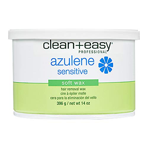 Clean + Easy Azulene Sensitive Soft Wax ? Wax for Sensitive Skin Hair Removal, Gentle & Soothing Formula for Face & Body, 14 oz