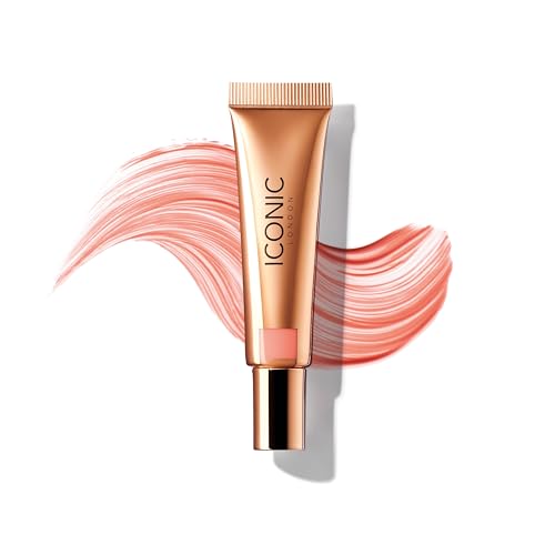 ICONIC LONDON Sheer Blush | Lightweight Liquid Cream Blush, Cruelty Free, Vegan Makeup, Cheeky Coral (Coral) 0.42 Fl oz