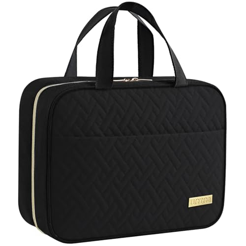 HOTOR Travel Toiletry Bag - Hanging Toiletry Bag for Women & Men, Makeup Bag/Big Comparment, Waterproof for Travel Accessories, Travel Essentials, Large, Black