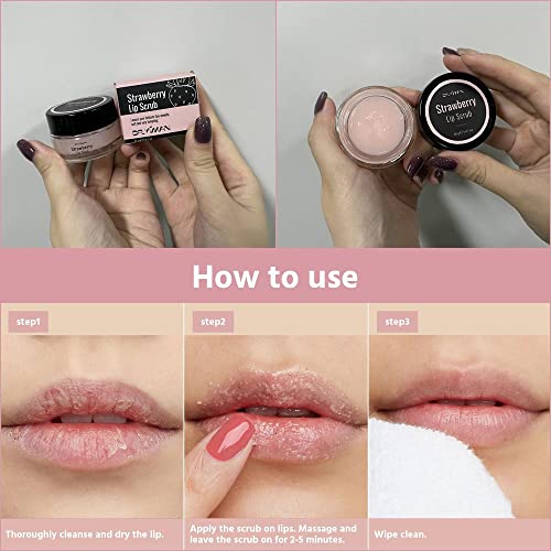 Strawberry Lip Scrub - Exfoliating Moisturizer for Dry, Chapped Lips