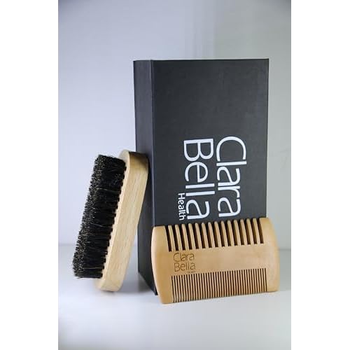 Premium Beard & Mustache Grooming Kit: Boar Bristle Brush & Wide Tooth Comb - Tame & Style Your Facial Hair - Achieve a Flawless Look - for Men - Order Now!