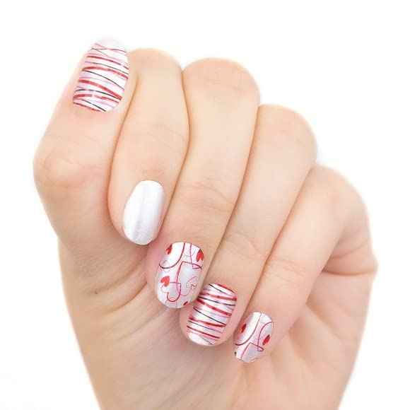 I'm With Cupid - Color Street Nail Strips (Valentine's Day) White Pink & Red 16 Count (Pack of 1) FDS473 0