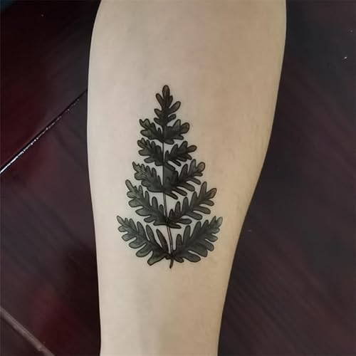 Green Fern Temporary Tattoo Sticker Waterproof Plant Leaf Sunflowers Adult Men Women Vintage 15X11cm Set of 4 (SF254)