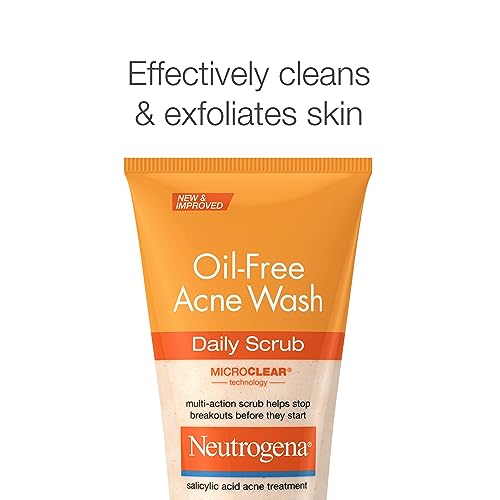 Neutrogena Oil-Free Acne Face Scrub, 2% Salicylic Acid Acne Treatment, Daily Face Wash to help Prevent Breakouts, Exfoliating Facial Cleanser for Acne-Prone Skin, Twin Pack, 2 x 4.2 fl. oz