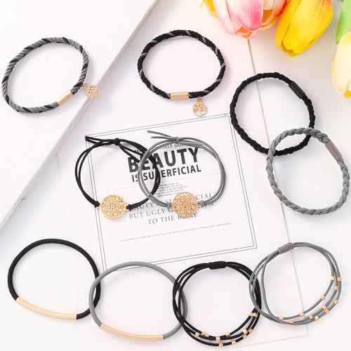 DIYDEC Boho Hair Ties Bracelet Set - 10 Pieces, 5 Styles