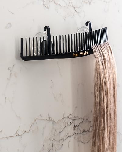 Hair Works Ultra Hair Extension Holder - Wide Weft & Bundle Storage, Strong Suction, Black