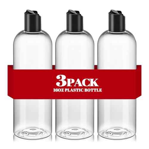 3Pcs 16 oz Clear Plastic Refillable Travel Shampoo and Conditioner Bottles with Black Disc Top Caps£¬Squeeze Empty Bottles Cosmetic Containers for Lotions, Body Soap Cream