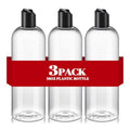 3 Pack 16oz Clear Refillable Squeeze Bottles with Disc Top Caps