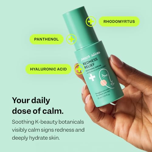 Peach Slices - Redness Relief Soothing Serum (1.01 oz) - Strengthen & Soothe - Resilient & Even Skin - Panthenol, Rhodomyrtus, Cica, & Allantoin - Vegan, Cruelty Free, Korean Skin Care & Beauty