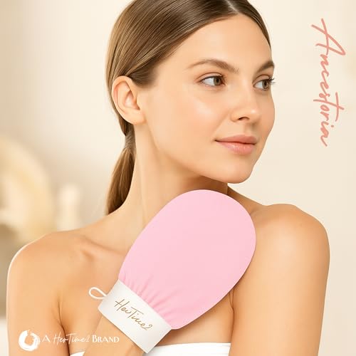 Korean Exfoliating Gloves for Shower - 2-Pack Pink & Black