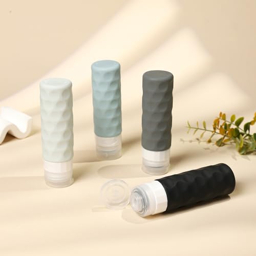 Silevoler TSA Approved Travel Bottles - 4 Pack Silicone 3oz