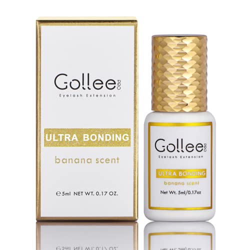 Eyelash Extension Glue Banana Scent Lash Glue for Eyelash Extensions 1-2 Sec Fast Drying/Ultra Bonding Retention -6 Weeks/ (0.17fl.oz / 5ml) Black Lash Adhesive Professional USE ONLY