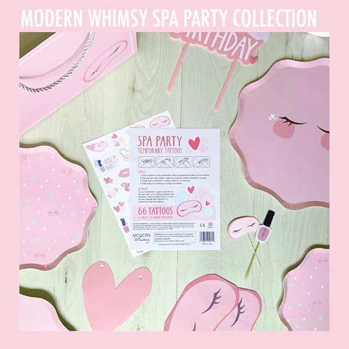 Spa Party Temporary Tattoos - 66 Kids Temporary Tattoos | Perforated Sheet for Easy Tear & Share | Slumber or Spa Party Favors, Girls Night, Pajama Birthday or Sleepover Supplies
