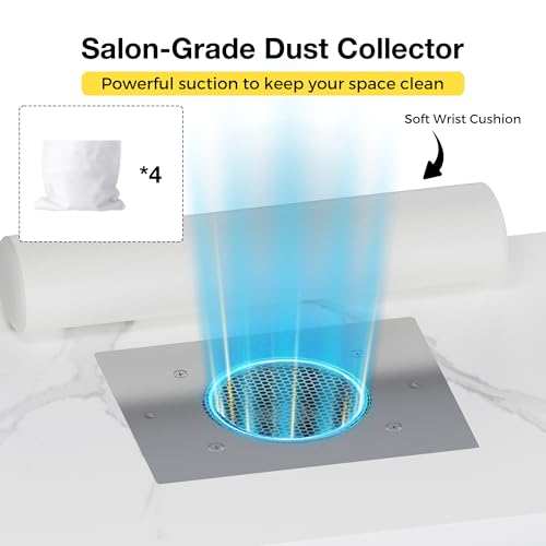 Portable Foldable Manicure Table with Dust Collector & LED Lamp