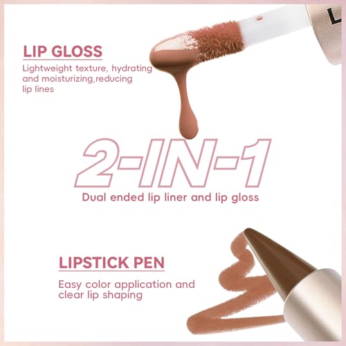 HOSAILY 2-in-1 Lip Liner & Gloss Duo - Gothic Ice