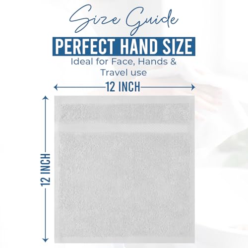 DAN RIVER 12-Pack Cotton Face Towels 12x12 - 550 GSM