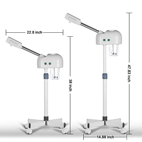 Professional Ozone Facial Steamer for Esthetician with Hot Mist, Stand Facial Steamer On Wheels, Height Adjustable & 360¡Æ Rotatable Nozzle, Home & Salon SPA