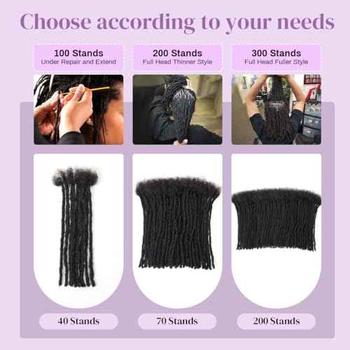 10 inch 70 Stands Interlocking Loc Extensions Human Hair, 0.6cm Width 100% Human Hair Dreadlock Extensions, Soft Human Hair Dreads Extensions, Natural Black (10 inch 70 Strands, 1B 0.6cm)