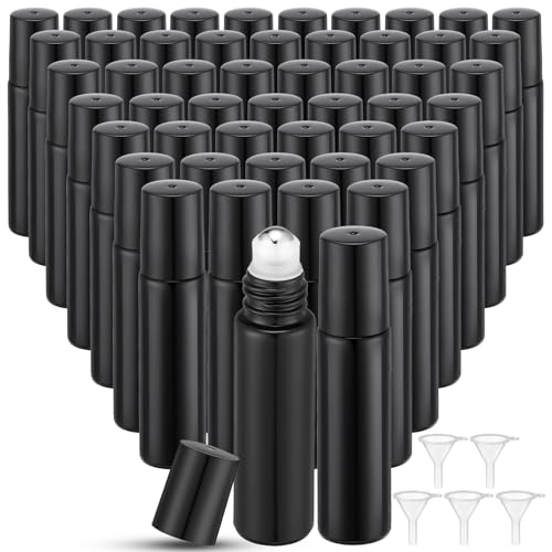 Sumind 150 Pack 10ml Glass Essential Oil Roller Bottles with Black Caps & Funnels