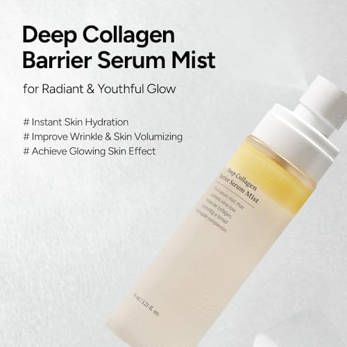 Wrinkle Free Mist DUO: Deep Collagen Power Boosting Mask Sheets (4ea) & Deep Collagen Barrier Serum Mist, Hydrating Gift Set for Women & Moms, Korean Skincare