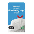 Amazon Basics 13 Gallon Tall Kitchen Drawstring Trash Bags 50 Count - Flextra Tear-Resistant, Recycled Material